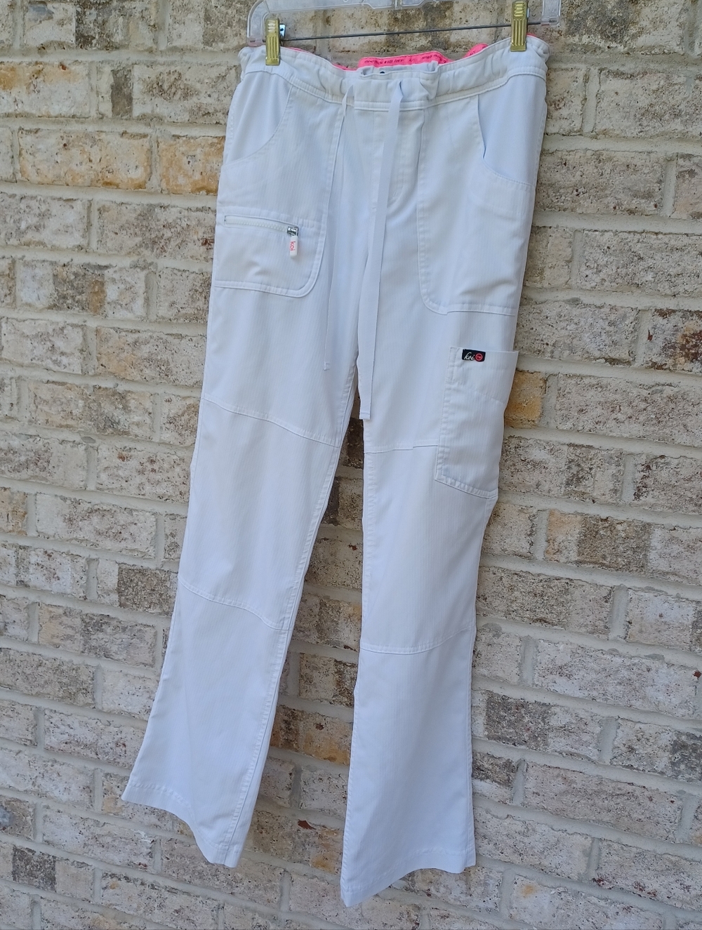 Koi‎ Lite Women's White Dobby Slim Fit Mechanical Stretch Scrub Pants SZ Small